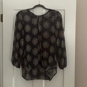 Sheer crossover blouse